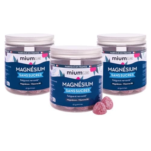 Mium Lab Gummies Magnésium Antistress Fatigue Complément Alimentaire Adultes Enfants Goût Fruits Rouges Sans Sucre — 3 Pots