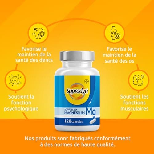 Supradyn® Advanced Magnesium Complex 5 en 1 - Complément Alimentaire Anti-Fatigue, 120 Gélules - Magnésium Oxyde, Citrat