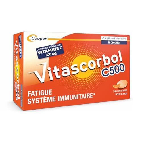 VITASCORBOL - Complément alimentaire vitamine C 500 mg - Fatigue et système immunitaire - 24 comprimés à croquer - Boost