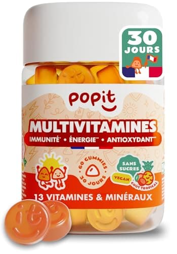 POP IT Gummies Multivitamines - Immunité & Énergie - Vegan, Sans Sucres, Gout Tropical - 60 Unités - Vitamines A, B, C,