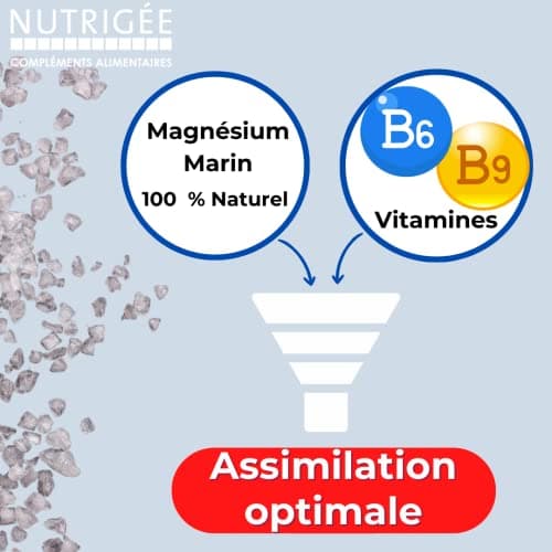Magnésium Marin Taurine - Réduit la Fatigue & Favorise l'Équilibre Psychique - 30 Comprimés - 30 Jours de Détente & Éner