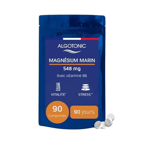 Algotonic Magnésium Marin Vitamine B6 546 mg/comprimés - 90 Comprimés - Cure 90 jours - 100% naturel - Vitalité - Renfor