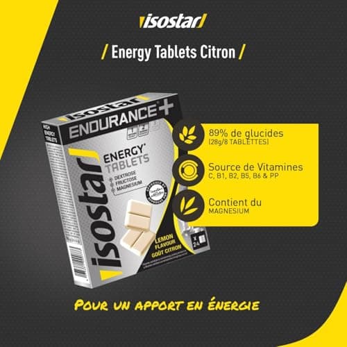 Isostar Endurance Plus - Suppléments d'énergie gélules citron, pour sportifs, pour l'entraînement, avec glucose, potassi
