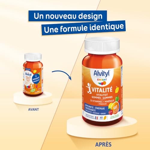 Alvityl Gommes Vitalité 8 Vitamines 2 Minéraux Saveurs Fruit 4-60 Ans École Sport