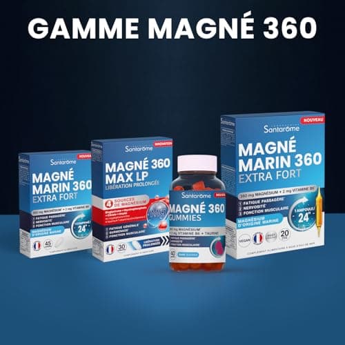 Santarome Magné Marin 360 Extra Fort 45 Comprimés - Comprimes pour Adultes - Sou soulagement - Prandial - Formule renfor