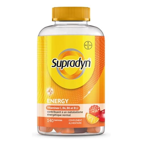 Supradyn Gummies Vitamines Adultes Vitamine D C Biotine Énergie Cerise Framboise Orange 140 Gummies Multivitamines