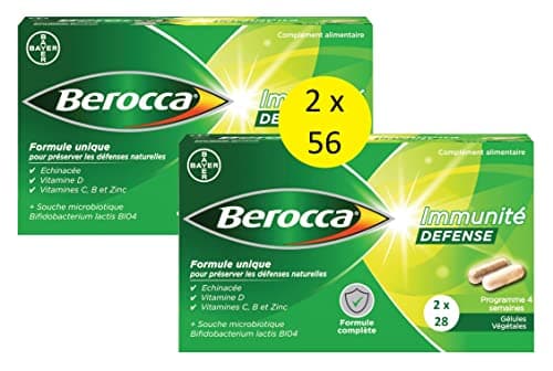 Berocca® Immunité Défense - Complément Alimentaire à Base d'Echinacée, Vitamine D, C et Zinc - Boostez Votre Défense Nat