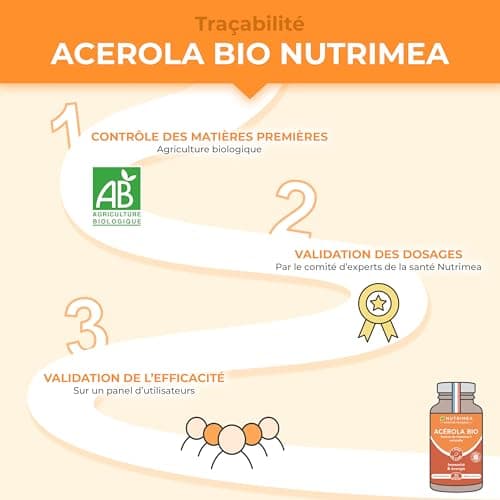 ACEROLA BIO Naturelle Fortement Concentrée en Vitamine C Réduit la Fatigue & Protège du Stress Oxydatif - Nutrimea 30 Co
