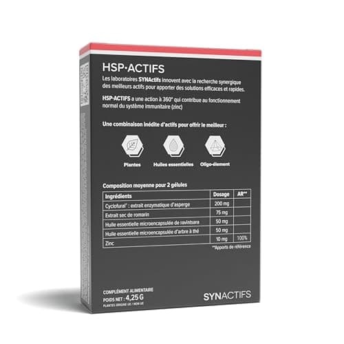 Zinc et huile essentielle de ravintsara pour un booster immunitaire HSP Actifs - 10 gélules  
Supplément alimentaire en