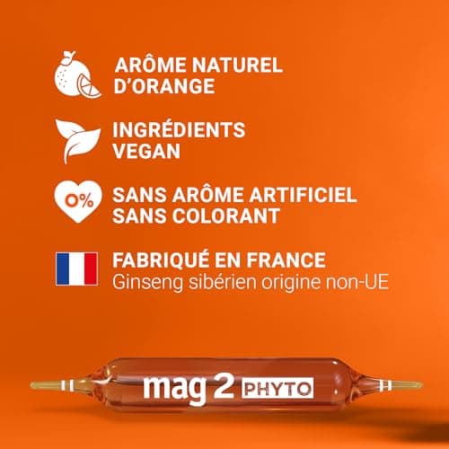 Magnésium 300 mg + Vitamine B6 + Ginseng Sibérien - Pour Fatigue et Nervosité - 30 Ampoules - Complément Alimentaire Nat