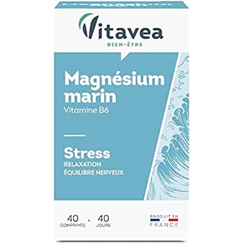 Vitavea Magnésium Marin Vitamine B6 Complément Alimentaire Anti Stress - Equilibre Nerveux - Relaxation - 40 Comprimés -