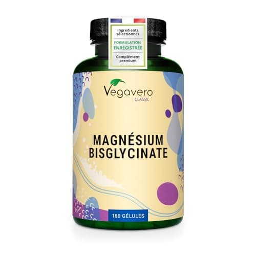 Vegavero® Magnésium Bisglycinate 300 mg + Haute Biodisponibilité | Anti Fatigue + Stress + Sommeil | 180 Gélules Vegan &