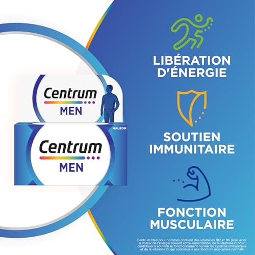 "Centrum Multi Vitamines et Minéraux pour Homme, 13 Vitamines et 10 Minéraux, 30 Comprimés"