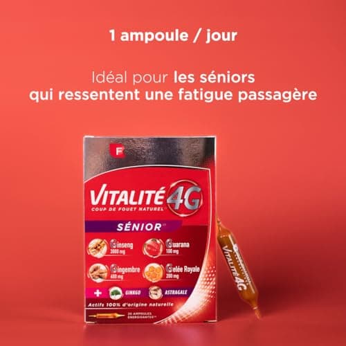 Forté Pharma - Vitalité 4G Sénior | Complément Alimentaire Energie Ginseng, Gingembre, Guarana, Gelée Royale | Seniors |