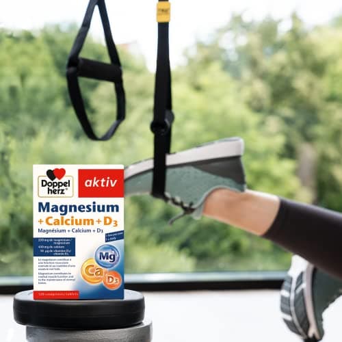 Doppelherz aktiv Magnésium+Calcium+D3, complément alimentaire pour une fonction musculaire et osseuse optimale, 120 comp