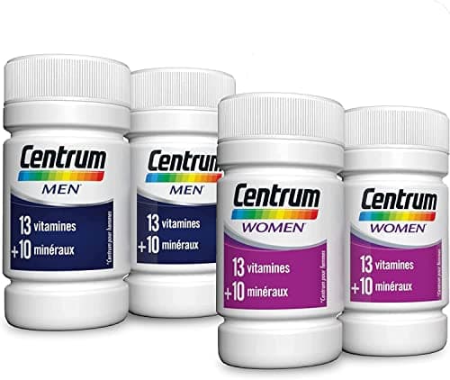Centrum Multi Vitamines Femmes et Hommes, 13 Vitamines 10 Minéraux, 2x30 Comprimés Duo Pack Complément Alimentaire
