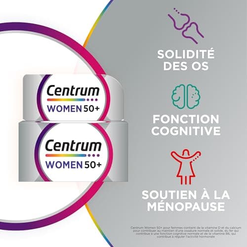 CENTRUM Multivitamines Femme 50+ - Vitalité, Immunité et Capital Osseux - 13 Vitamines et 11 Minéraux - 30 Comprimés