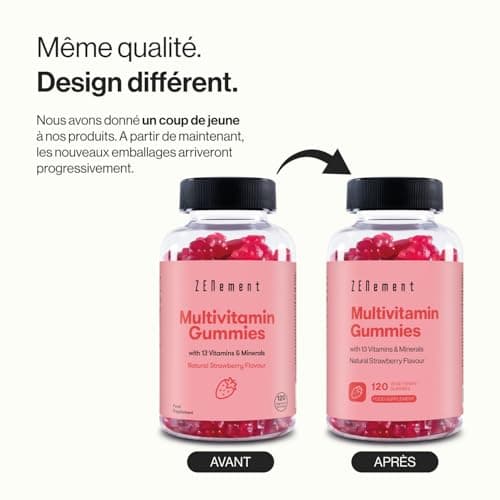 Zenement Multivitamines et Minéraux pour Enfants et Adultes 120 Gummies - 13 Vitamines & Minéraux | Végétarien, Sans Glu