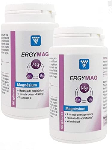Nutergia Ergymag - Complément alimentaire de magnésium et vitamines B - 180 gélules pour énergie et soulagement du stres