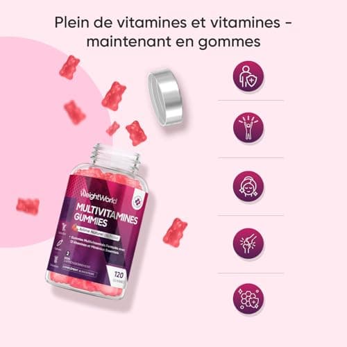 Multivitamines et Minéraux Vegan Gummies 120 Pièces 2 Mois de Stock - 13 Vitamines Essentielles (C, B12, D3, E, A) + Zin