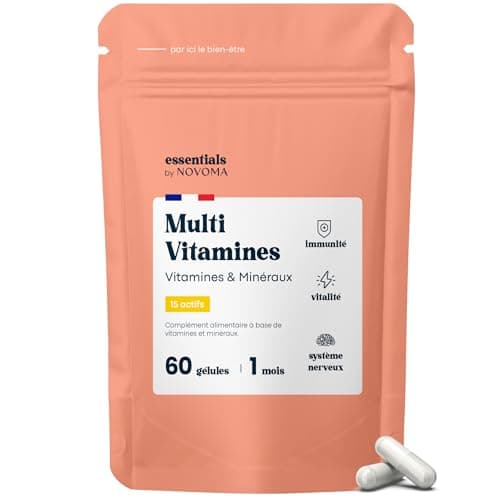 Multivitamines et Minéraux Novoma, 15 Nutriments Essentiels, Vitamines A B C D E + Magnésium & Zinc, Immunité & Énergie,