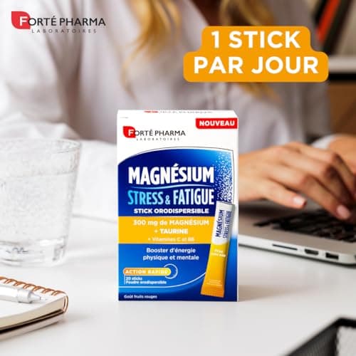 Forté Pharma - Magnésium pour Stress & Fatigue, Sticks à Effet Rapide - Boost Énergie Mentale et Physique, 20 Sticks Ora