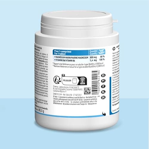 Magnésium Marin JUVAMINE 300mg + Vitamine B6 - Fatigue et Stress - Equilibre Nerveux - Format 4 Mois 120 Comprimés Franc