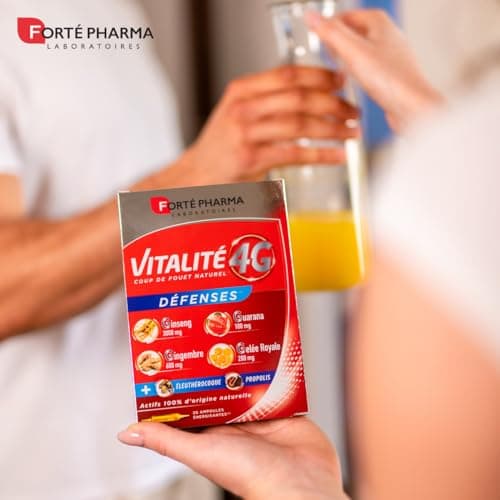 Forté Pharma Vitalité 4G Défenses Complément Alimentaire Energie Ginseng Ginger Guarana Gelée Royale 20 ampoules Boost é
