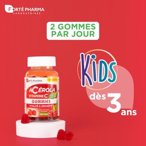 Forté Pharma – Acérola Gummies | Vitamine C - Goût Fruits Rouges - Adultes et Enfants dès 3 ans | Complément Alimentaire