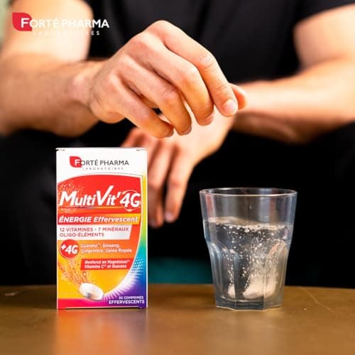 Forté Pharma Multivitamin Effervescent - Énergie Boost pour Adultes, Ginseng & Vitamine D - 30 Comprimés, Complément Ali