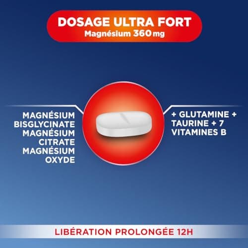 Forté Pharma Magnésium Ultra Fort 360 Complément Alimentaire Stress, Fatigue, Système Nerveux - Taurine, B12, B6, Glutam