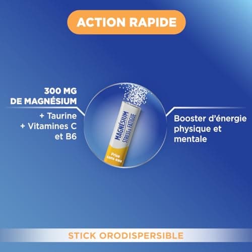 Forté Pharma - Magnésium pour Stress & Fatigue, Sticks à Effet Rapide - Boost Énergie Mentale et Physique, 20 Sticks Ora