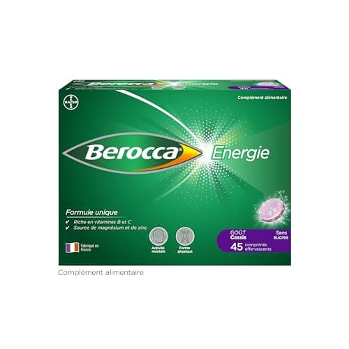 Berocca® Multivitamines Efficaces 45 Comprimés Effervescents - Aide à Réduire la Fatigue & Boost de Vitalité - Parfum Ca