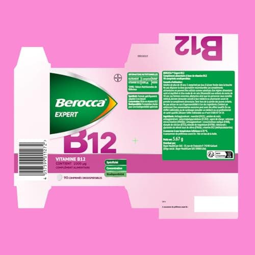 Berocca Expert Vitamine B12 Méthylcobalamine 1000 µg – Énergie, Réduction de la Fatigue, Système Nerveux & Immunitaire –