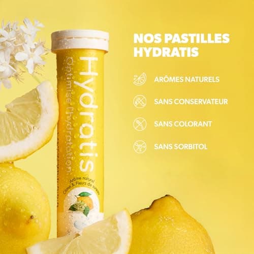 HYDRATIS - Pastilles Hydratation Electrolytes Citron/Fleur de Sureau - Améliore l'Hydratation et Favorise l'Énergie - Fo