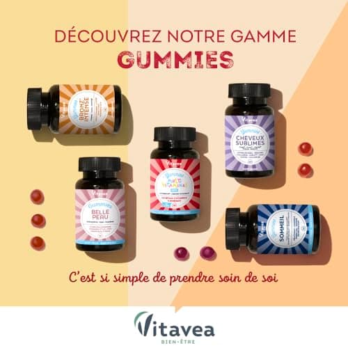 Vitavea Gummies Cheveux Sublimes - Favorise la Pousse - Biotine, Levure de Bière, Kératine, Zinc, Collagène - Anti-Chute