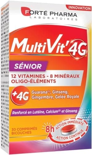 Forté Pharma - Multivit' 4G Energie - Forme et Tonus - Combattre la fatigue et l'irritabilité - 30 comprimésBi-couches — Multivit'4G Sénior