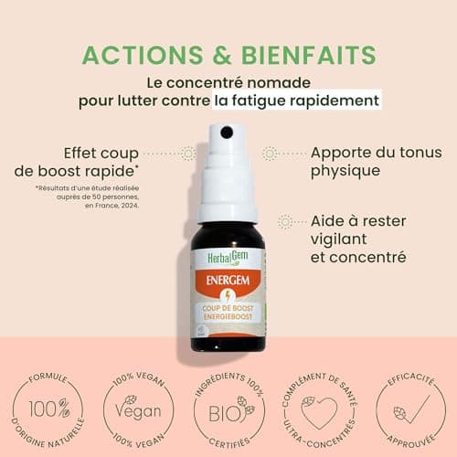 HERBALGEM - Complément Alimentaire Boîte Coup de Boost Bio 15 ml - Action Rapide pour Énergie Soutenue - Gemmothérapie C