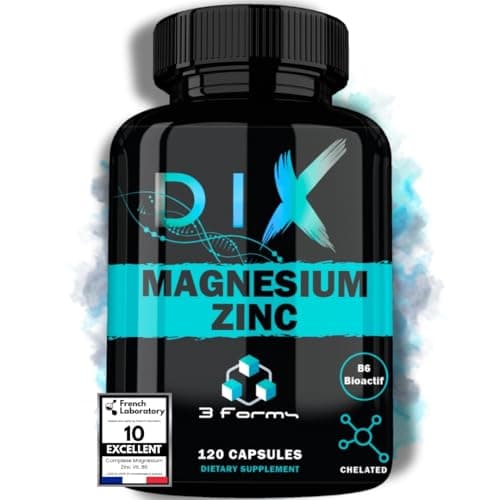 Magnésium Bisglycinate Malate Citrate + Vitamine B6 Bioactive + Zinc + Aléatoire pour les sportsifs + Fabriqué en France