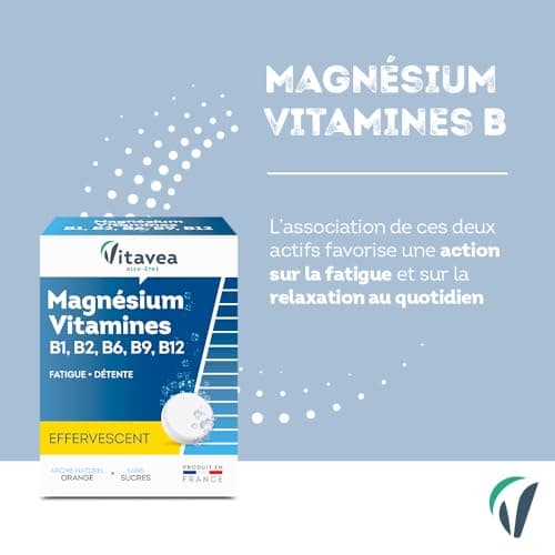 VITAVEA BIEN-ETRE - Magnésium - Vitamines B1. B| B6. B9. B12 - Réduction de la Fatigue - Détente et Relaxation - 24 Comp
