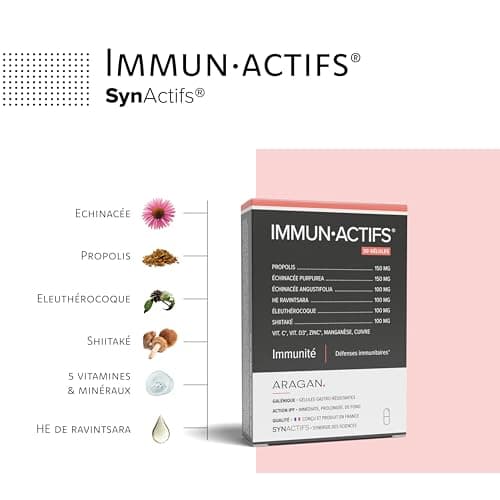 Immunactifs - Complément Alimentaire pour l'Immunité - Huile Essentielle de Ravintsara, Vitamine C, Propolis, Zinc et Cu