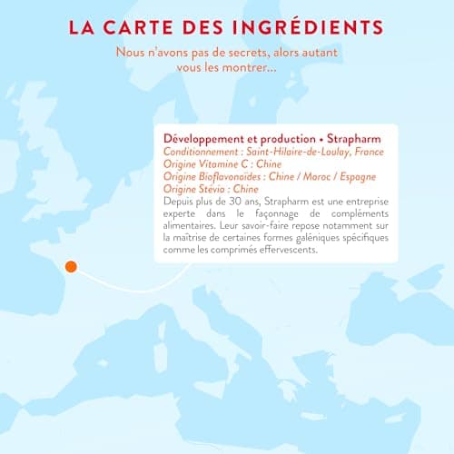 NUTRI & CO Vitamine C 1000mg & Bioflavonoïdes Goût Citron-Fraise - 45 jours - Lot de 3x 15 Comprimés Effervescents Vegan