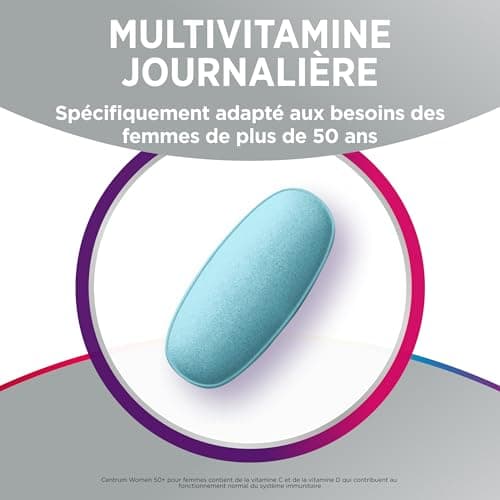 CENTRUM Multivitamines Femme 50+ - Vitalité, Immunité et Capital Osseux - 13 Vitamines et 11 Minéraux - 30 Comprimés