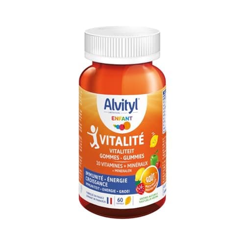 Alvityl Gommes Vitalité 8 Vitamines 2 Minéraux Saveurs Fruit 4-60 Ans École Sport