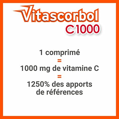 VITASCORBOL - Complément alimentaire vitamine C 1000 mg - Fatigue et système immunitaire - Lot de 3

VITASCORBOL - Compl