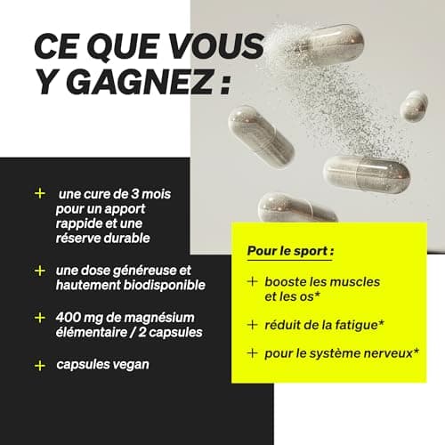 Magnésium Complexe 5 Composés Haute Qualité - 200mg Magnésium Élémentaire Journalièrement - Contrôlé en Laboratoire, Vég
