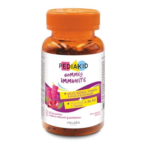 PEDIAKID Gommes Immunité Naturelles Arôme Framboise - Soutiennent les Défenses Corps - 60 Gommes (Boost Immunité, Végéta
