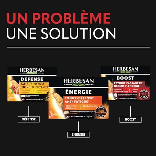 HERBESAN® COMPLEXE BOOST 3 ACTIFS CAFÉINE - Énergétique Fruit Rouges 30 Comprimés à Croquer - Effet Coup de Fouet França