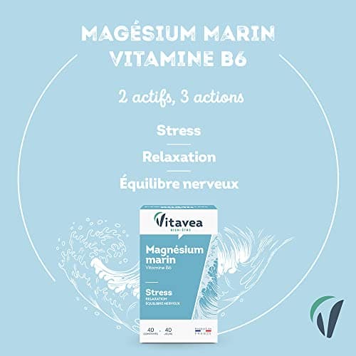 Vitavea Magnésium Marin Vitamine B6 Complément Alimentaire Anti Stress - Equilibre Nerveux - Relaxation - 40 Comprimés -