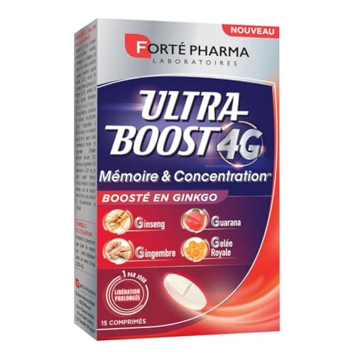 Forté Pharma - Ultra Boost 4G Booster d’Immunité | 30 Comprimés Effervescents | Vitamine C, Vitamine D, Guarana, Gelée R — Ultra Boost 4G Mémoire et Concentration